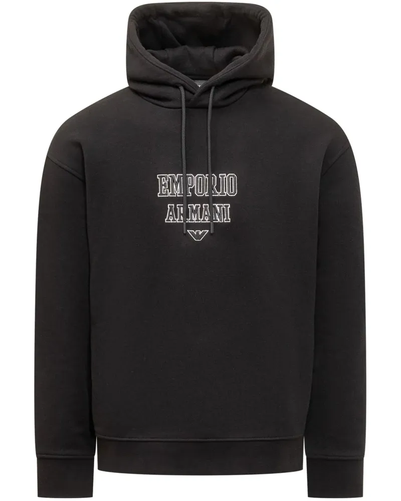 Emporio Armani Hoodie mit Logo-Print - Schwarz Schwarz