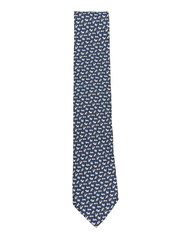 Ferragamo Krawatte mit Hunde-Print - Blau Blau