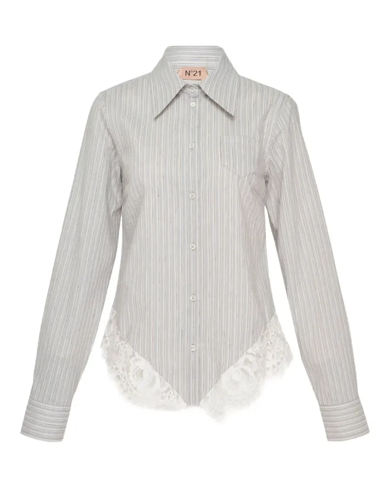 N° 21 striped lace-trim shirt - Blau Blau