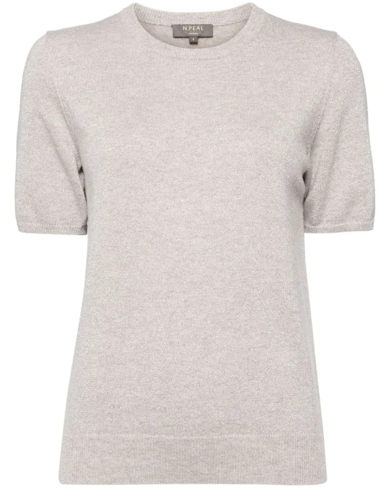 N.Peal Strickoberteil im Metallic-Look - Grau Grau