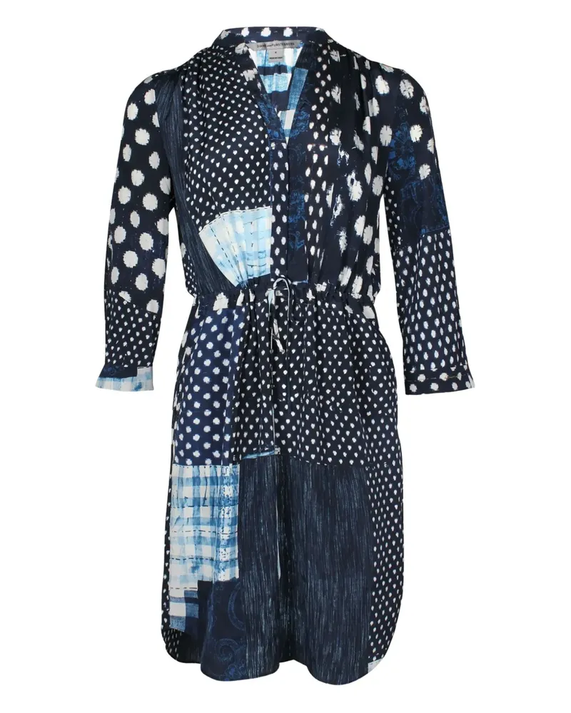 Diane von Furstenberg polka-dot patchwork mini dress - Blau Blau