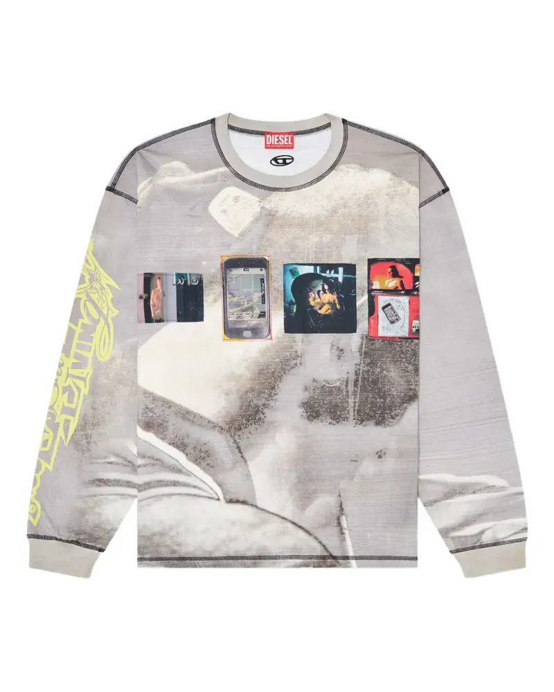 Diesel T-Boxt-Ls graphic-pattern T-shirt - Grau Grau
