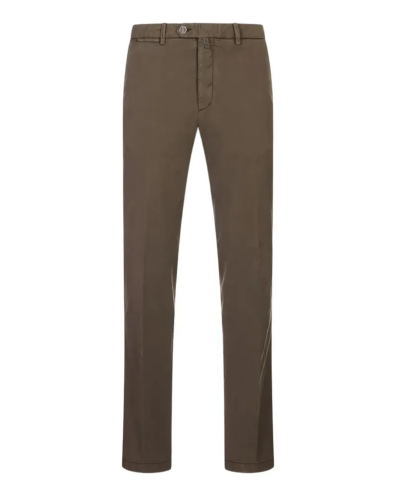 Kiton logo-patch straight-leg trousers - Braun Braun