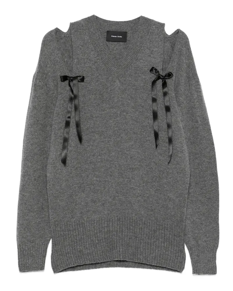 Simone Rocha Schulterfreier Pullover mit Schleife - Grau Grau
