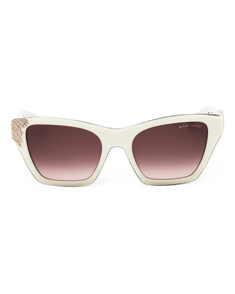 MARCIANO Los Angeles embellished rectangle-frame sunglasses - Weiß Weiß