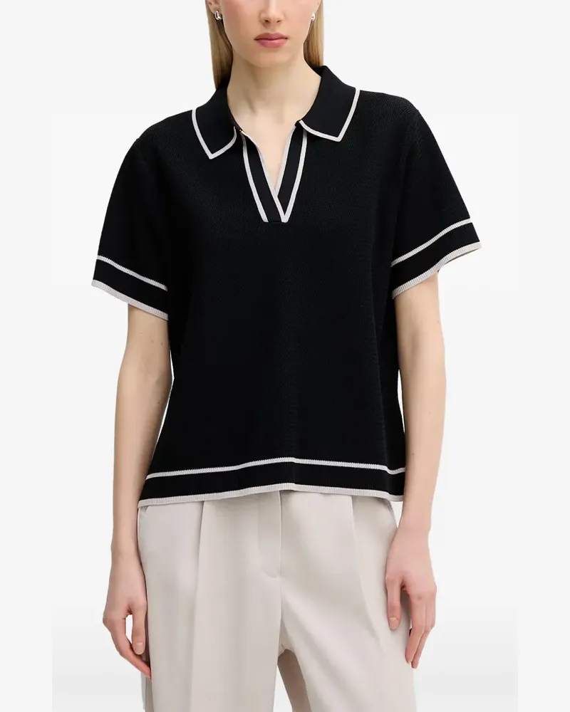 MARC AUREL stripe-trim knitted polo sweater - Schwarz Schwarz