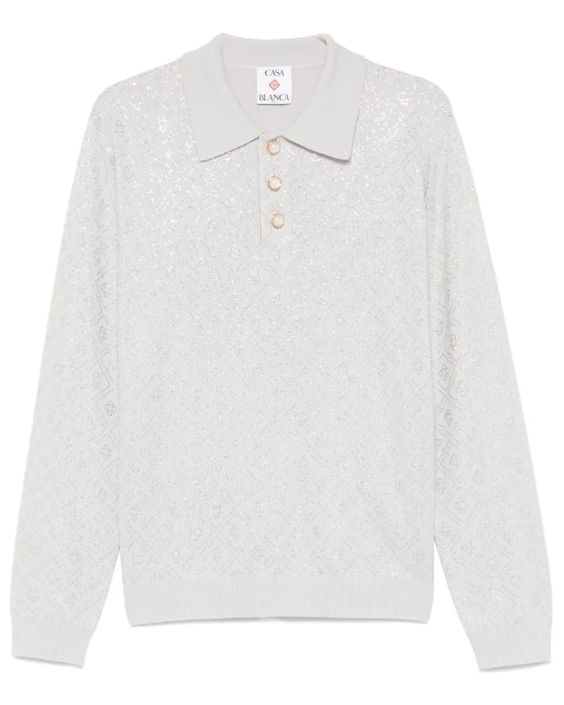 Casablanca Paris Poloshirt mit Kristall-Monogramm - Grau Grau