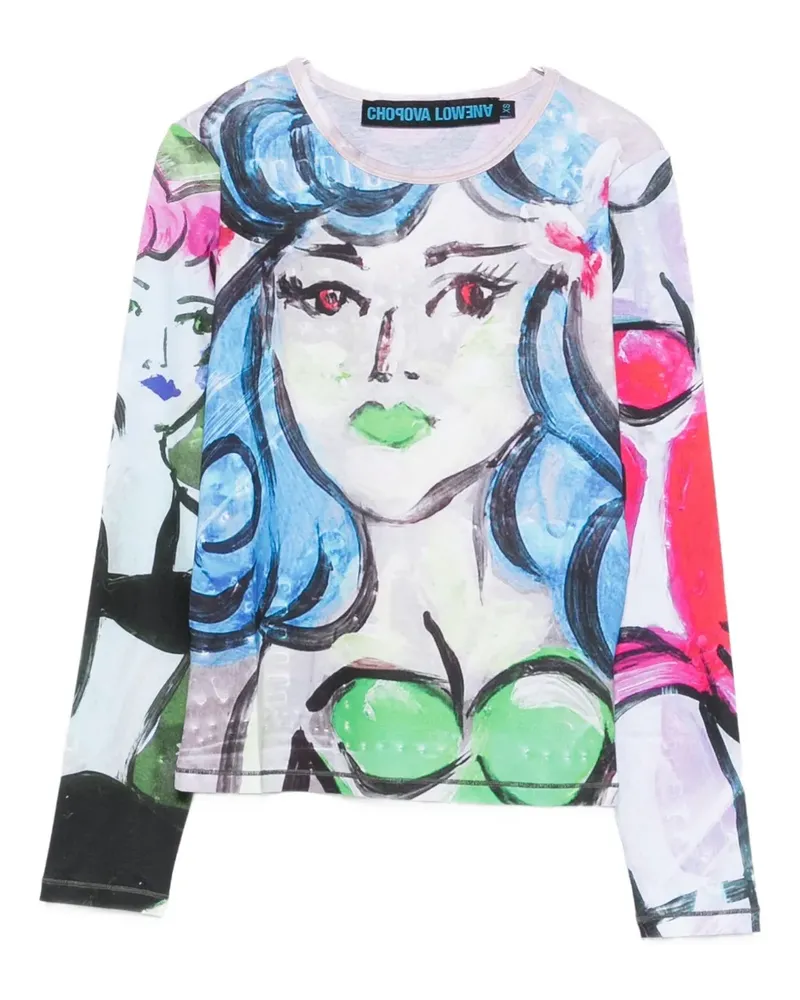 CHOPOVA LOWENA Langarmshirt mit grafischem Print - Weiß Weiß