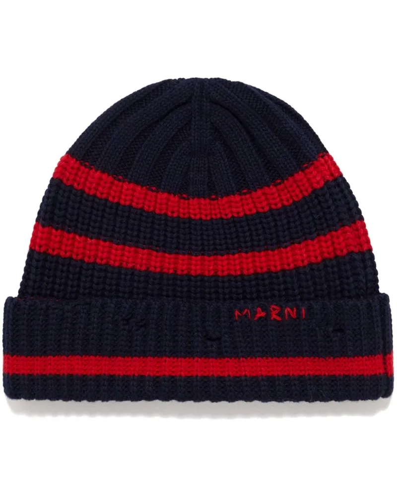 Marni Beanie mit Logo-Stickerei Blau