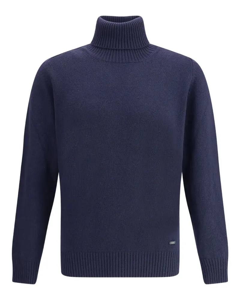 Brooksfield Rollkragenpullover mit geripptem Saum - Blau Blau