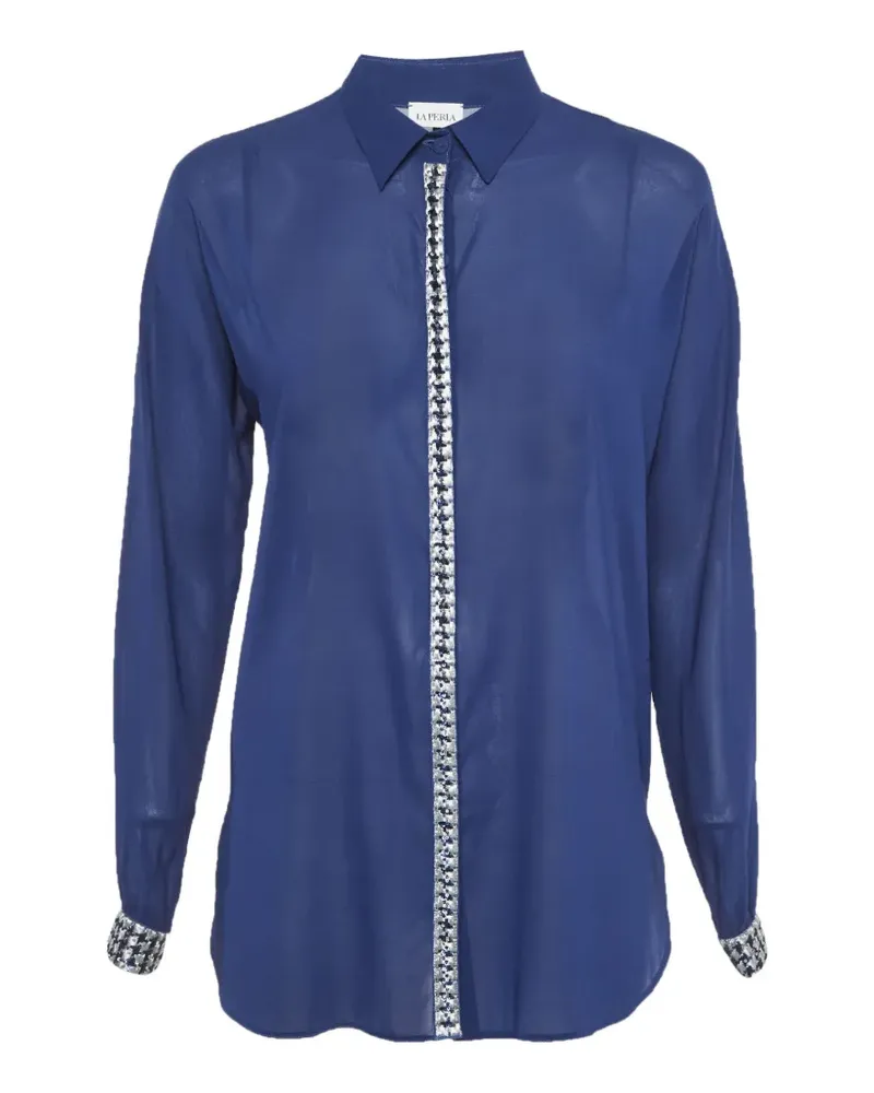 La Perla sequin-embellished semi-sheer shirt - Blau Blau
