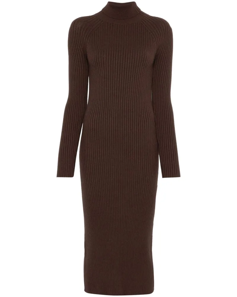 Twin-Set Geripptes Midikleid - Braun Braun