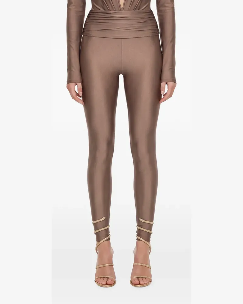 ANDAMANE Vicky ruched metallic-finish leggings - Nude Nude