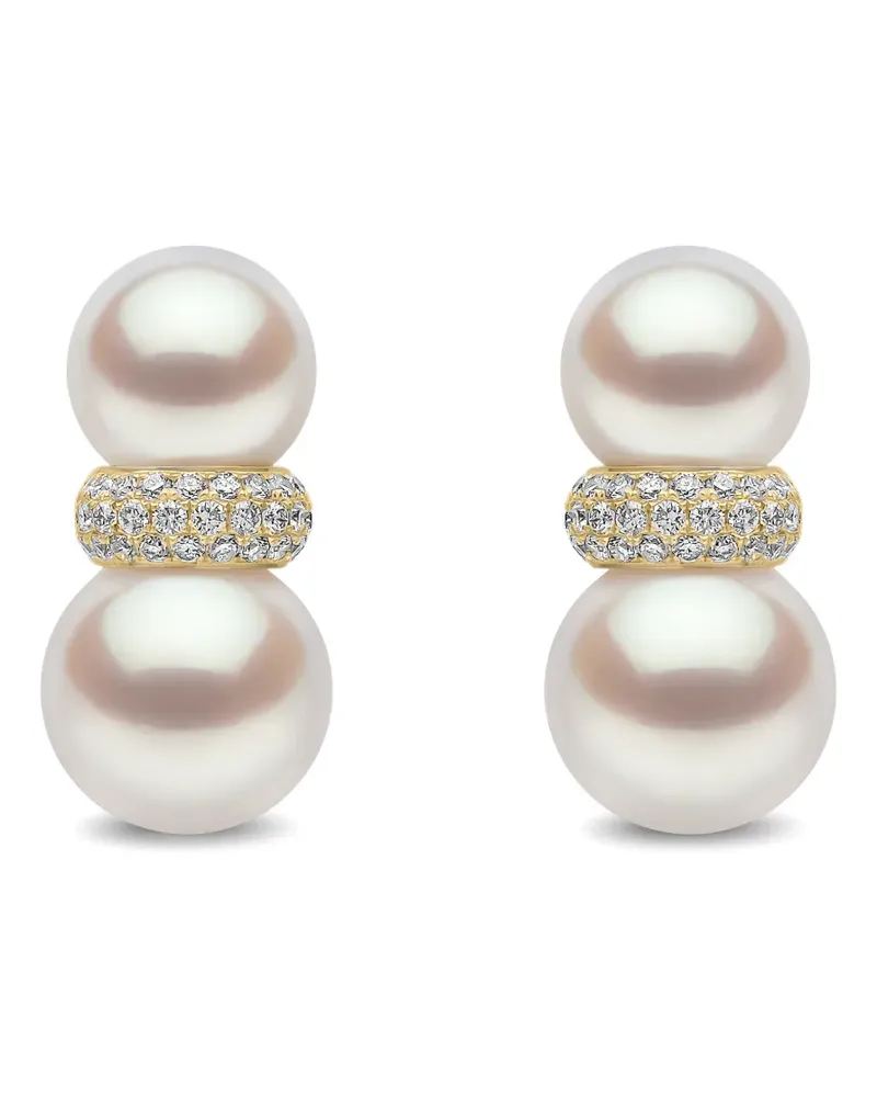 YOKO London Glitz South Sea Hängeohrringe mit Perlen und Diamanten - Gold Gold