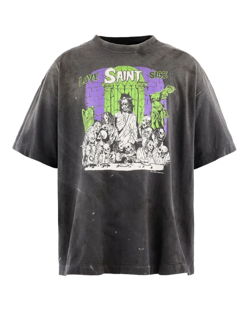 SAINT MXXXXXX Love Sick T-Shirt mit Print - Grau Grau