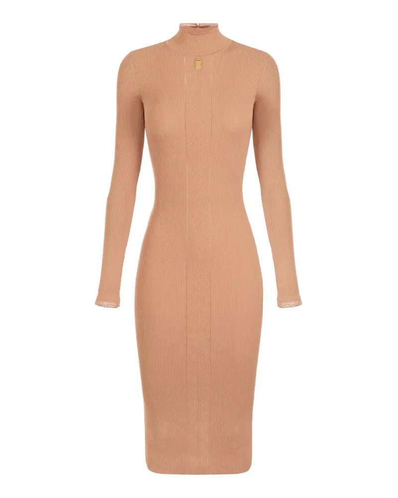 Elisabetta Franchi knit dress with logo detail - Nude Nude