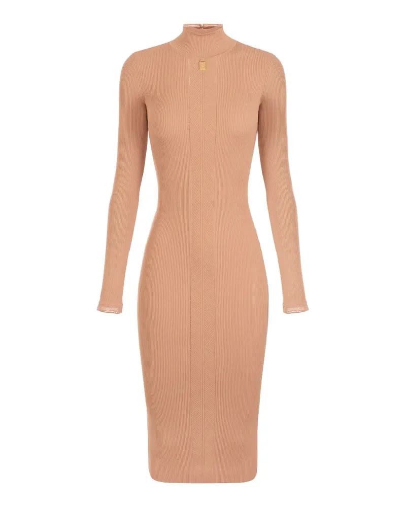 Elisabetta Franchi Strickkleid mit Logo-Detail - Nude Nude