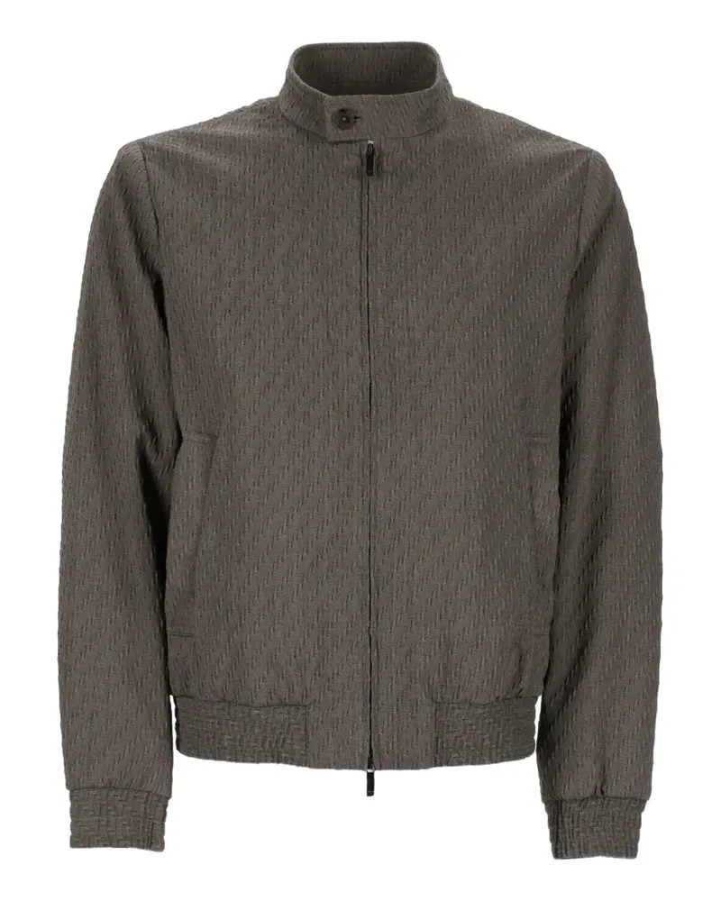 Emporio Armani textured zip-up jacket - Braun Braun