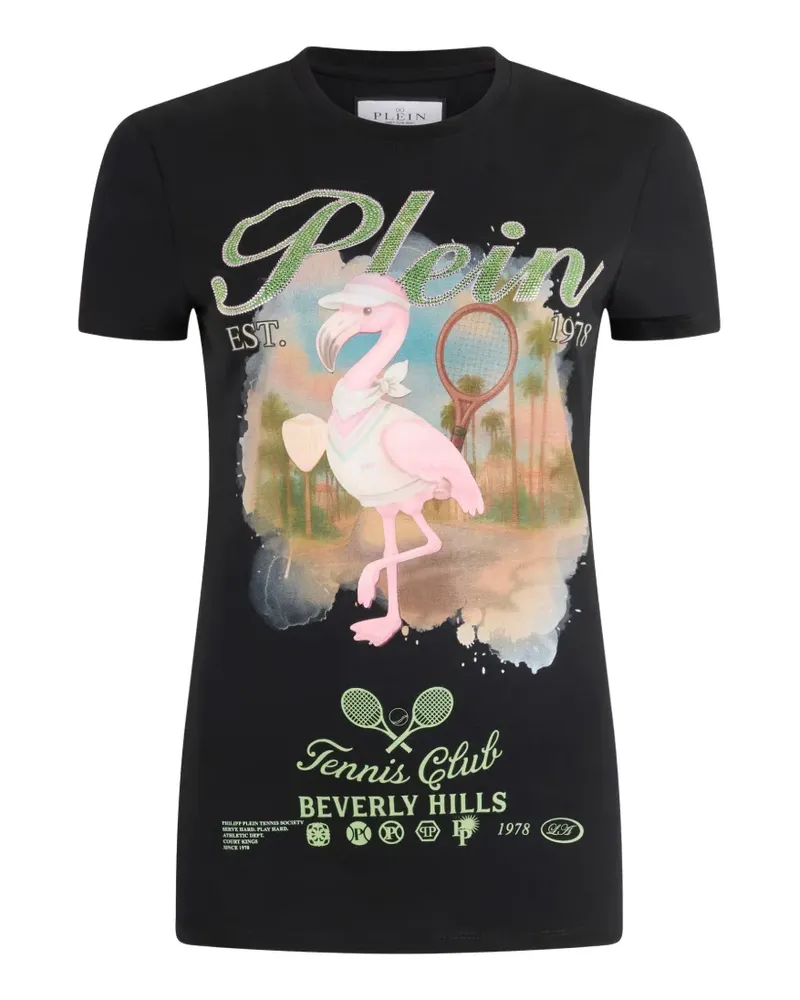 Philipp Plein T-Shirt mit Strassgrafik - Schwarz Schwarz