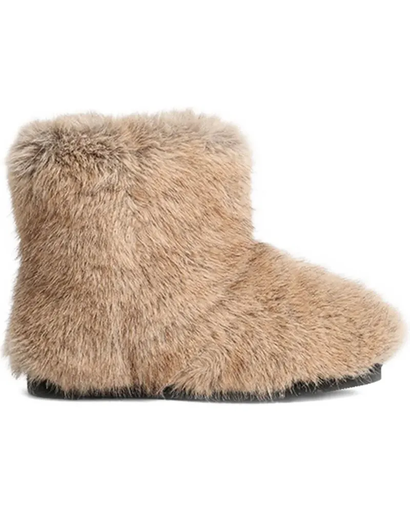 STAND Zoe faux-fur ankle boots - Nude Nude