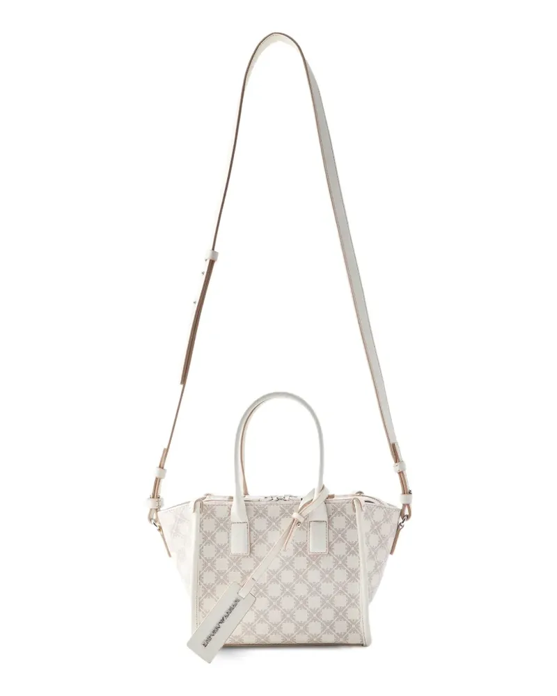 Emporio Armani logo-pattern zip-top shoulder bag - Nude Nude