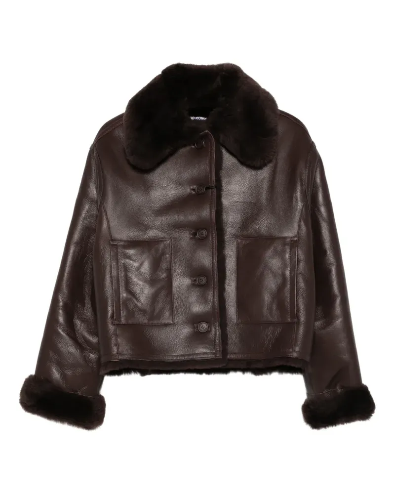 David Koma fur-trimmed leather jacket - Braun Braun