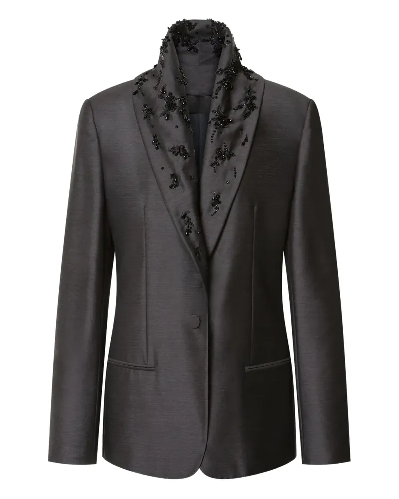Alberta Ferretti Schalkragen-Blazer mit Perlenstickerei - Grau Grau