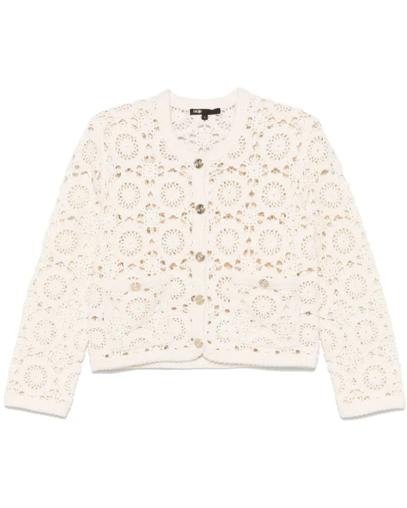 Maje Cardigan mit Blumenmotiv - Weiß Weiß