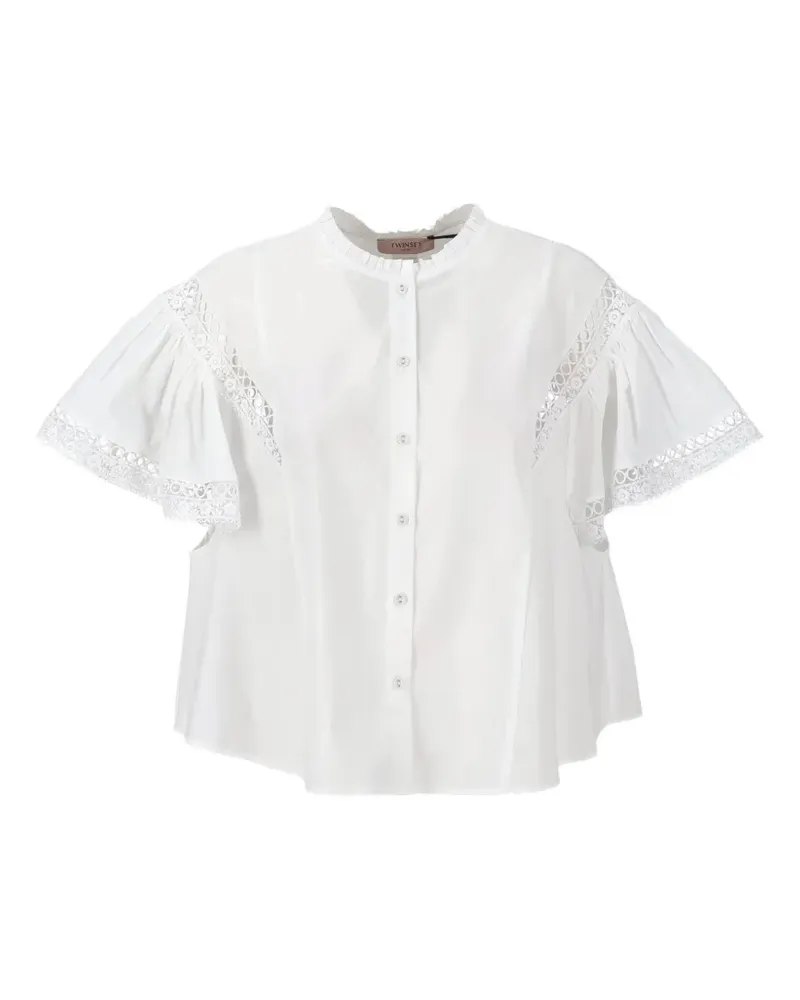 Twin-Set lace-trim ruffled blouse - Weiß Weiß