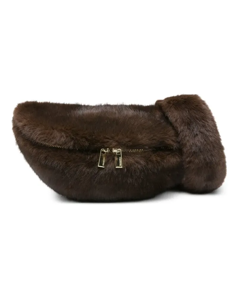 MAX&MOI Geschwungene Satchel-Tasche mit Logo-Gravur - Braun Braun