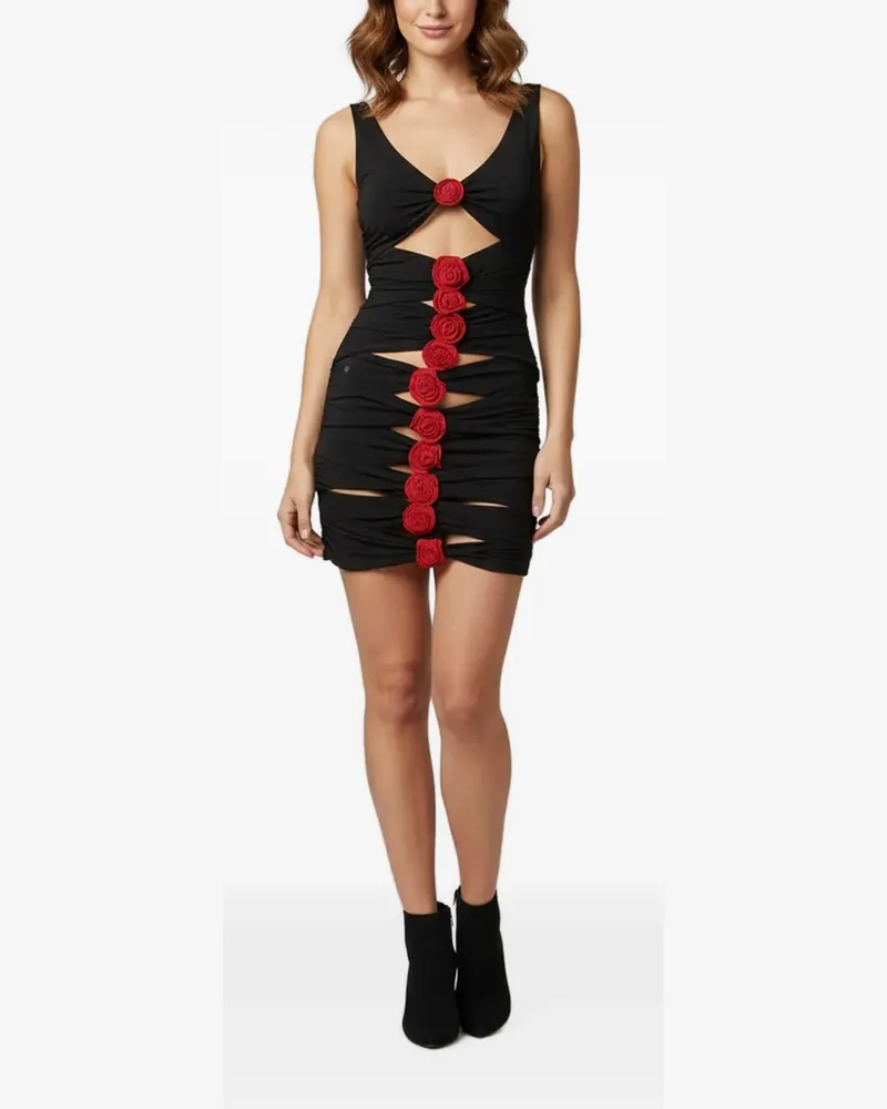 Magda Butrym Verziertes Midikleid - Schwarz Schwarz