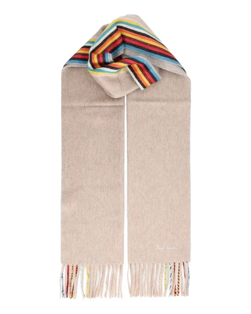 Paul Smith Taupe Kaschmirschal mit 'Signature Stripe'-Kanten - Nude Nude