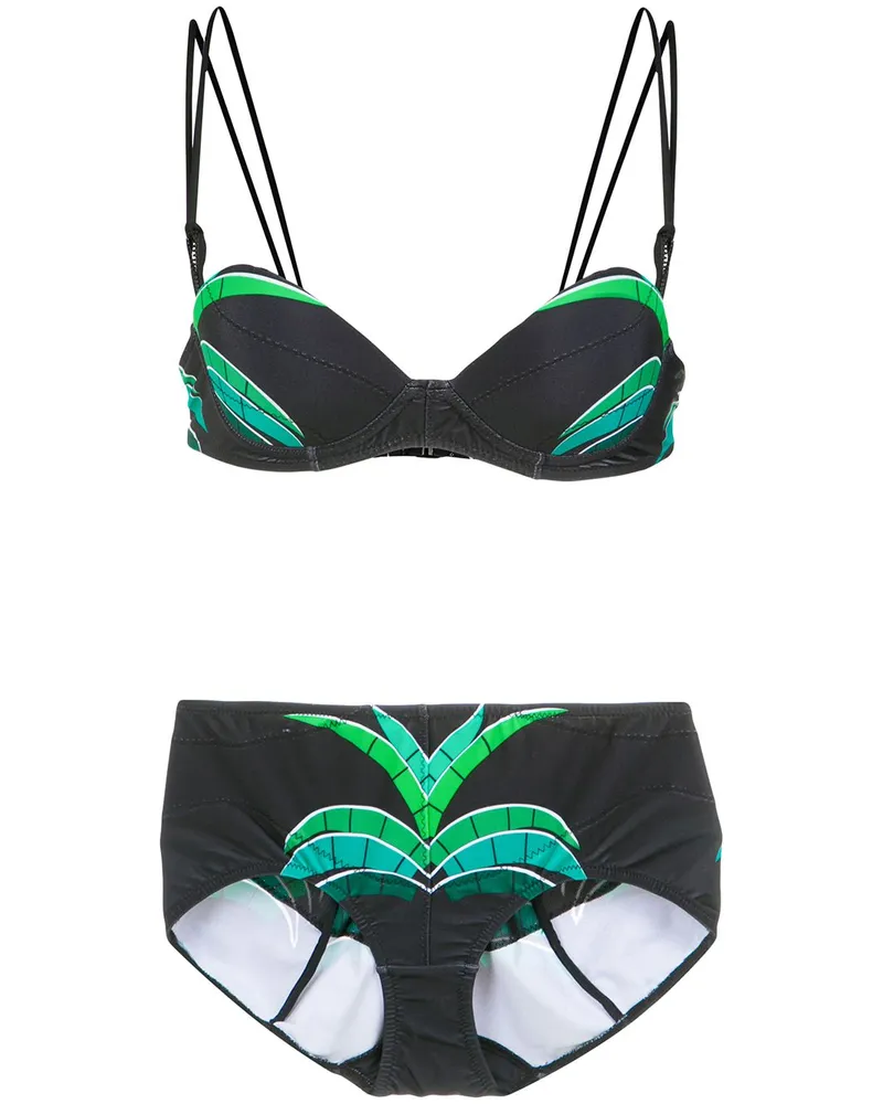 Amir Slama Bikini mit Print - Schwarz Schwarz