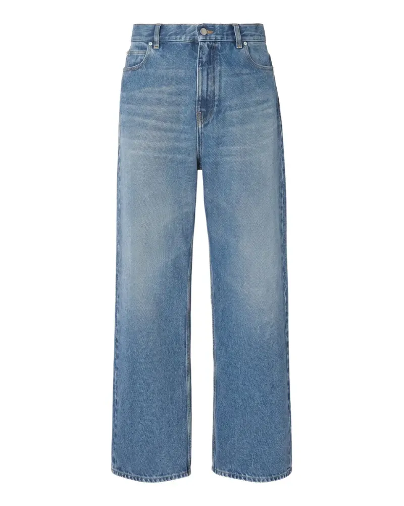 Fendi logo-patch straight-leg jeans - Blau Blau