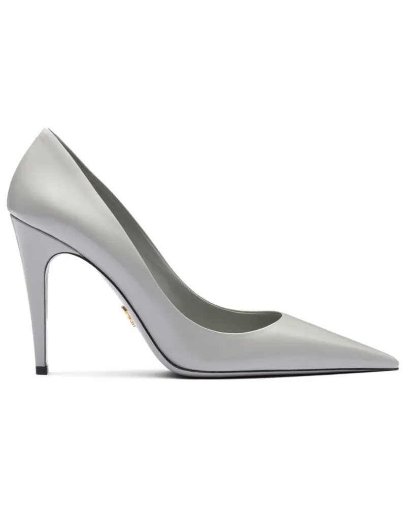 Prada Pumps aus gebürstetem Leder 75mm Grau