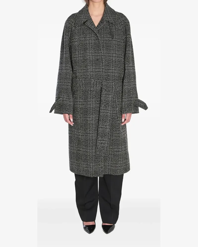 Balenciaga Karierter One Layer Mantel mit Gürtel - Schwarz Schwarz