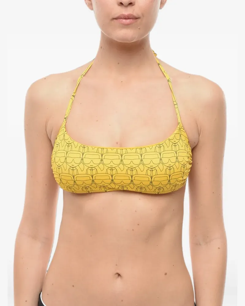 Karl Lagerfeld Neckholder-Bikinioberteil mit Iconic-Print - Gelb Gelb