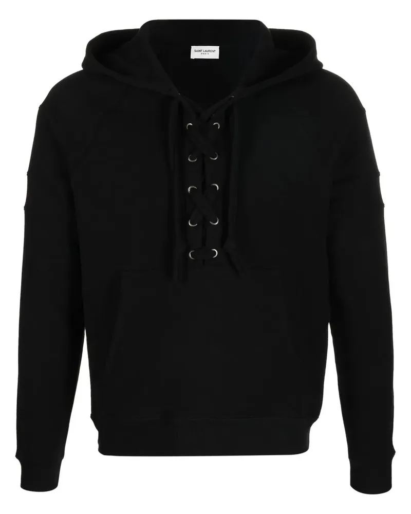 Saint Laurent Hoodie mit Schnürung - Schwarz Schwarz