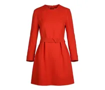 belted long-sleeve mini dress - Rot