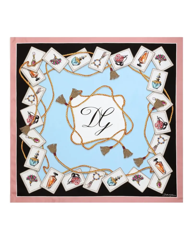 Dolce & Gabbana Schal mit Parfüm-Print - Blau Blau