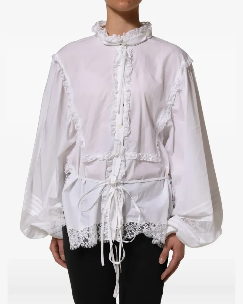 Dolce & Gabbana ruffled lace-embellished blouse - Weiß Weiß