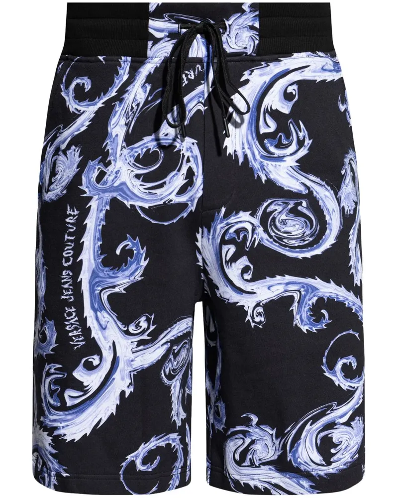 Versace Jeans Shorts mit Chromo Couture-Print Schwarz