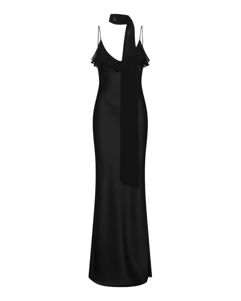 ROTATE Birger Christensen Spaghettikleid mit V-Ausschnitt - Schwarz Schwarz