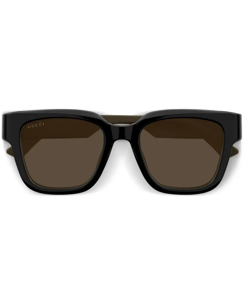 Gucci Sonnenbrille mit eckigem Gestell - Schwarz Schwarz