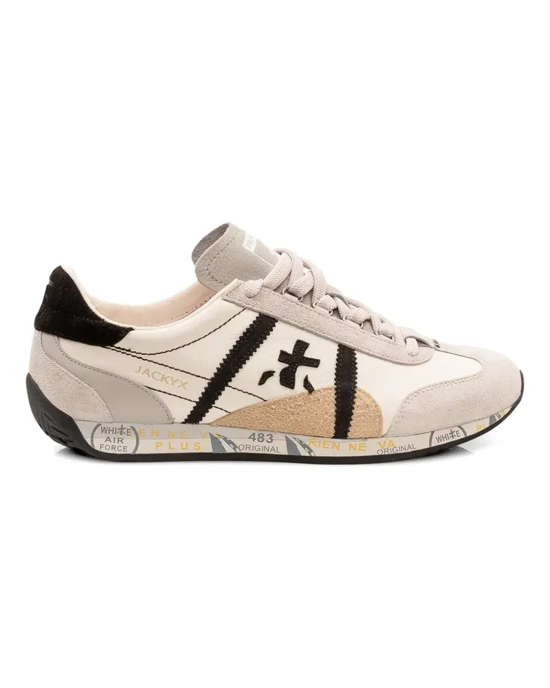Premiata Jackyx logo-patch sneakers - Nude Nude