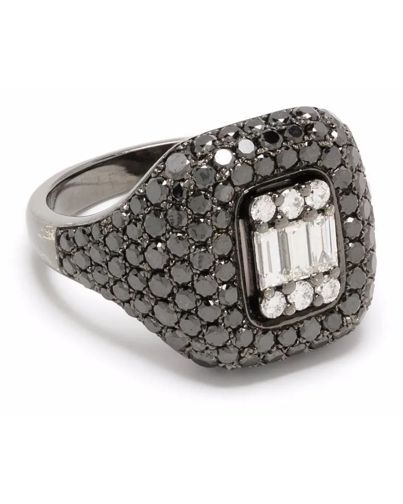 Monan 14kt Weißgoldring mit Diamanten - Silber Silber