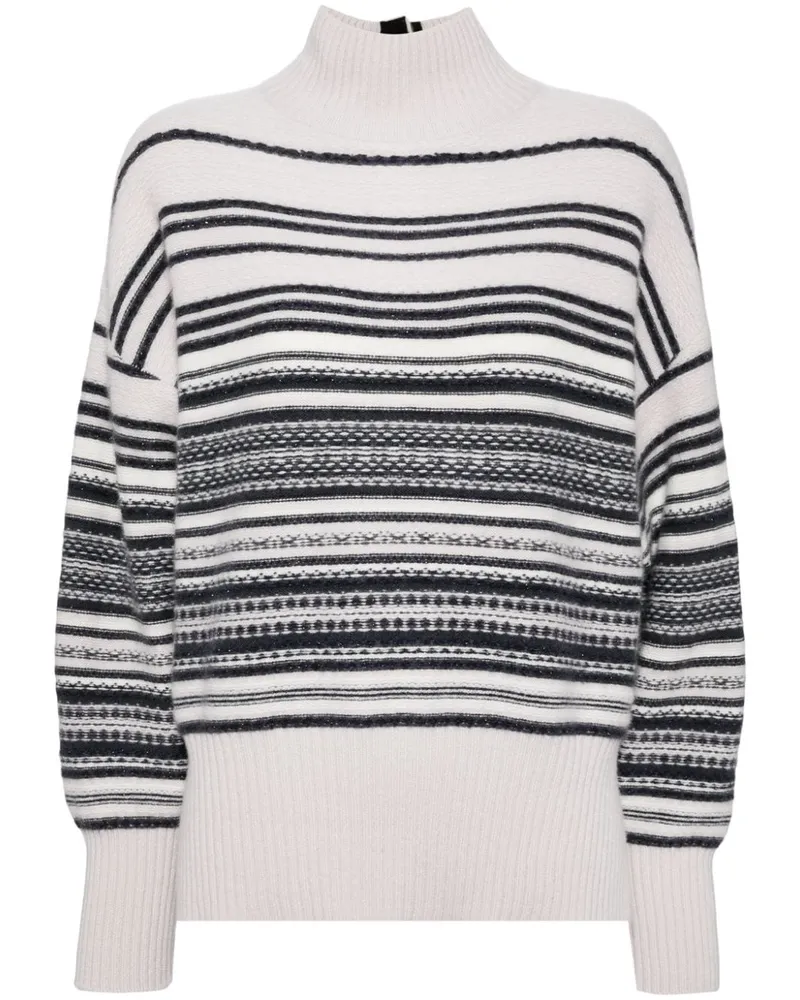 N.Peal Gestreifter Kaschmirpullover - Nude Nude