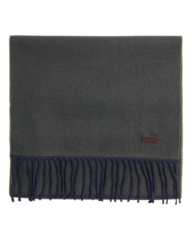 Eton Gestrickter Schal mit Fransen - Grün Grün