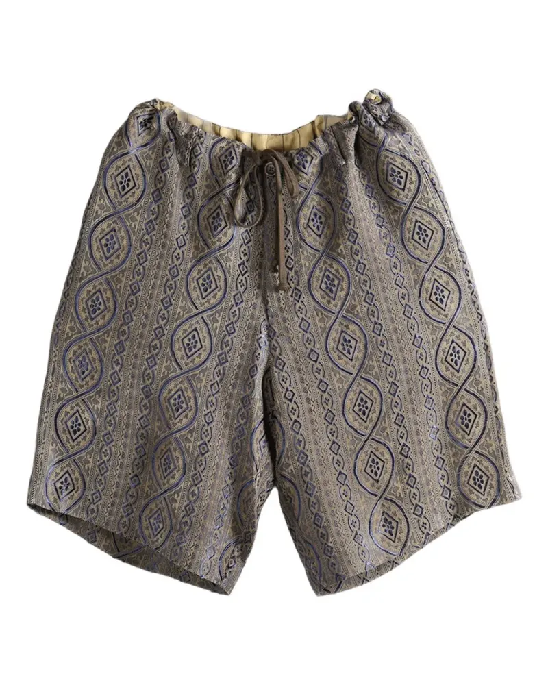 Uma Wang Pallor patterned drawstring shorts - Grau Grau