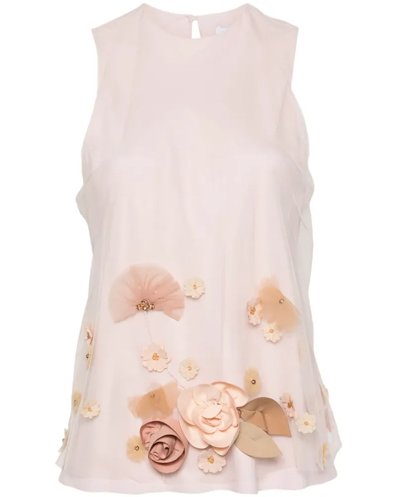 Viktor & Rolf Bluse mit Blumenapplikation - Rosa Rosa